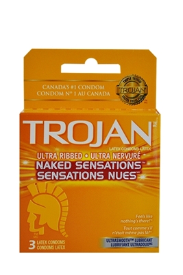 NEW Trojan 3S Naked Sensations Ultra Ribbed LW