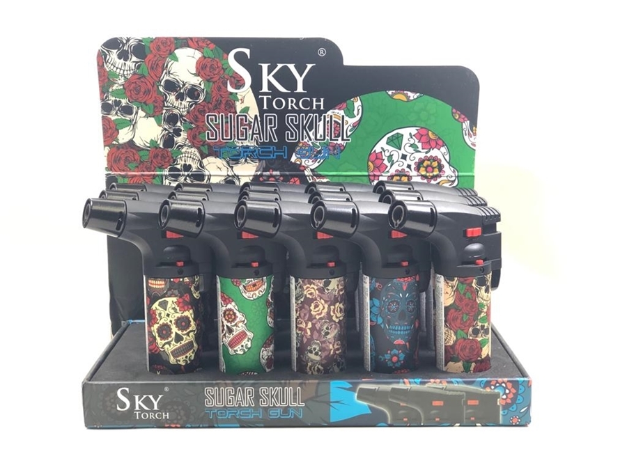 Picture of SKY-SUGAR SKULL TORCH GUN LIGHTER 15'S