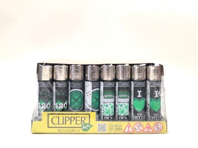 Picture of Clipper  Lighters Green Leaves  - 48 Pack Display Case