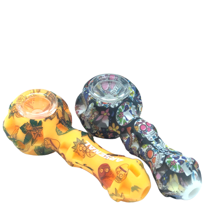 Picture of Silicone Hand Pipe   4" Rick Skull - 10 Pack